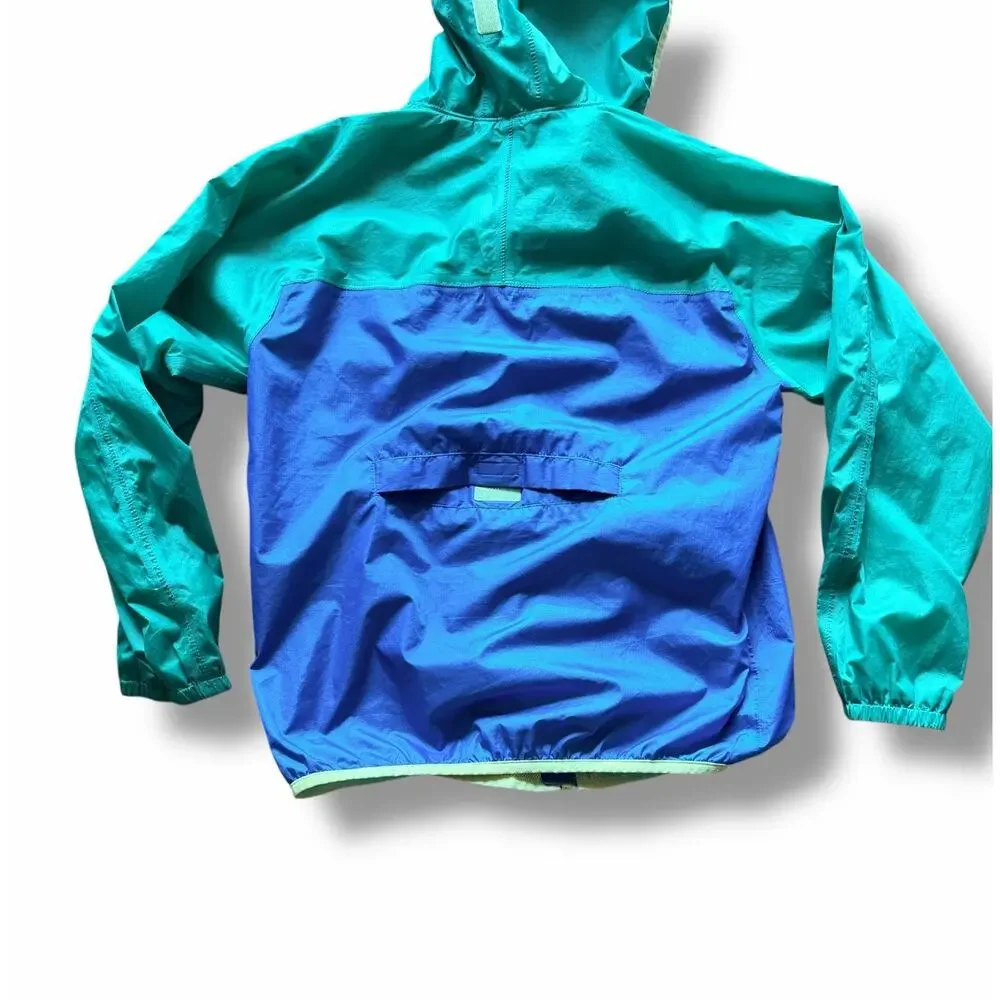 Lands End Girls Sz. M 8-10 Windbreaker Zip Lightweight Jacket Teal/Blue Packable
